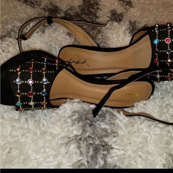 BRAND NEW QUPID JEWEL HIGH HEEL STILETTOS ADJUSTABLE ANKLE STRAP OPEN TOE SANDAL - Picture 9 of 16